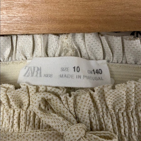 NWOT 💫 Zara Pleated Culottes w Beige Gold Sparkle - Picture 6 of 6